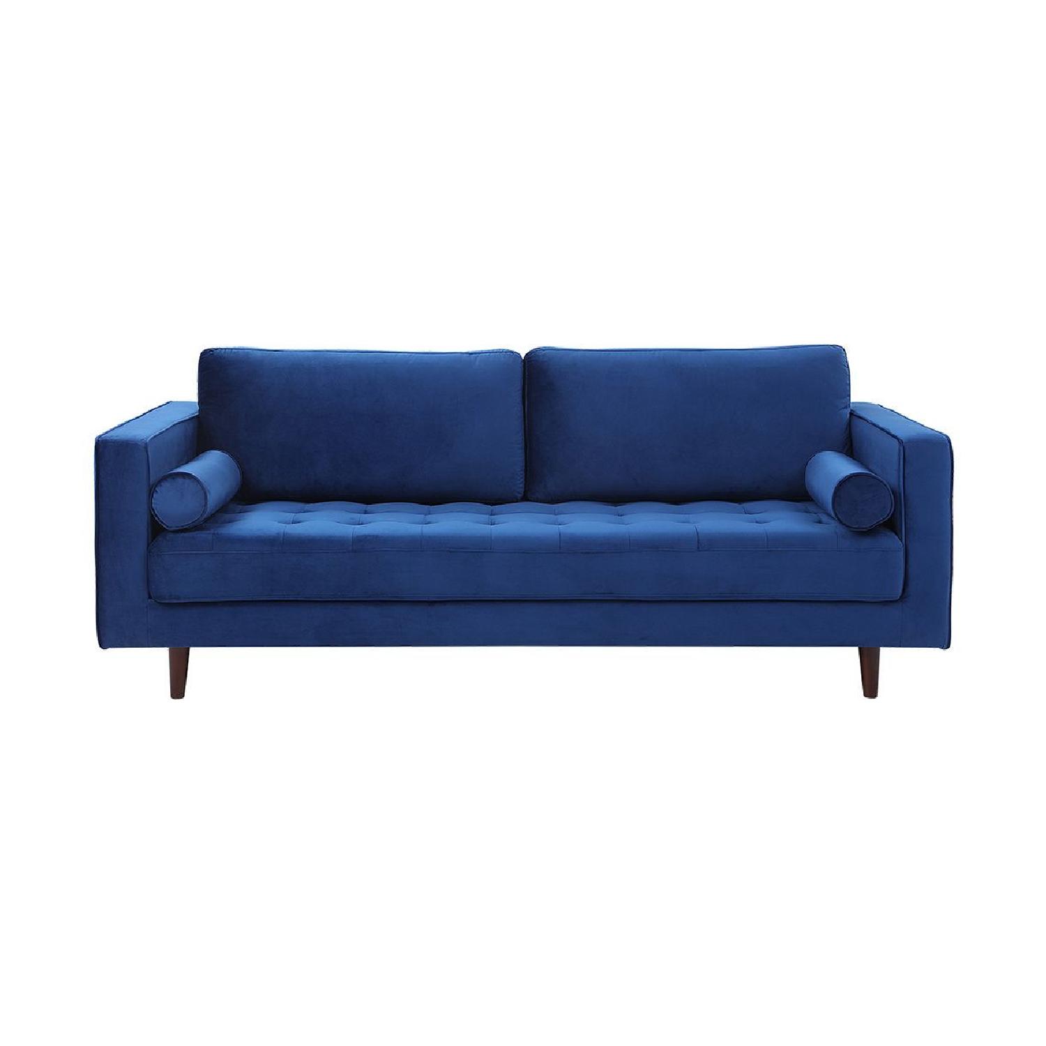 Modani Louis 3 Seater Blue Velvet Sofa - image-4