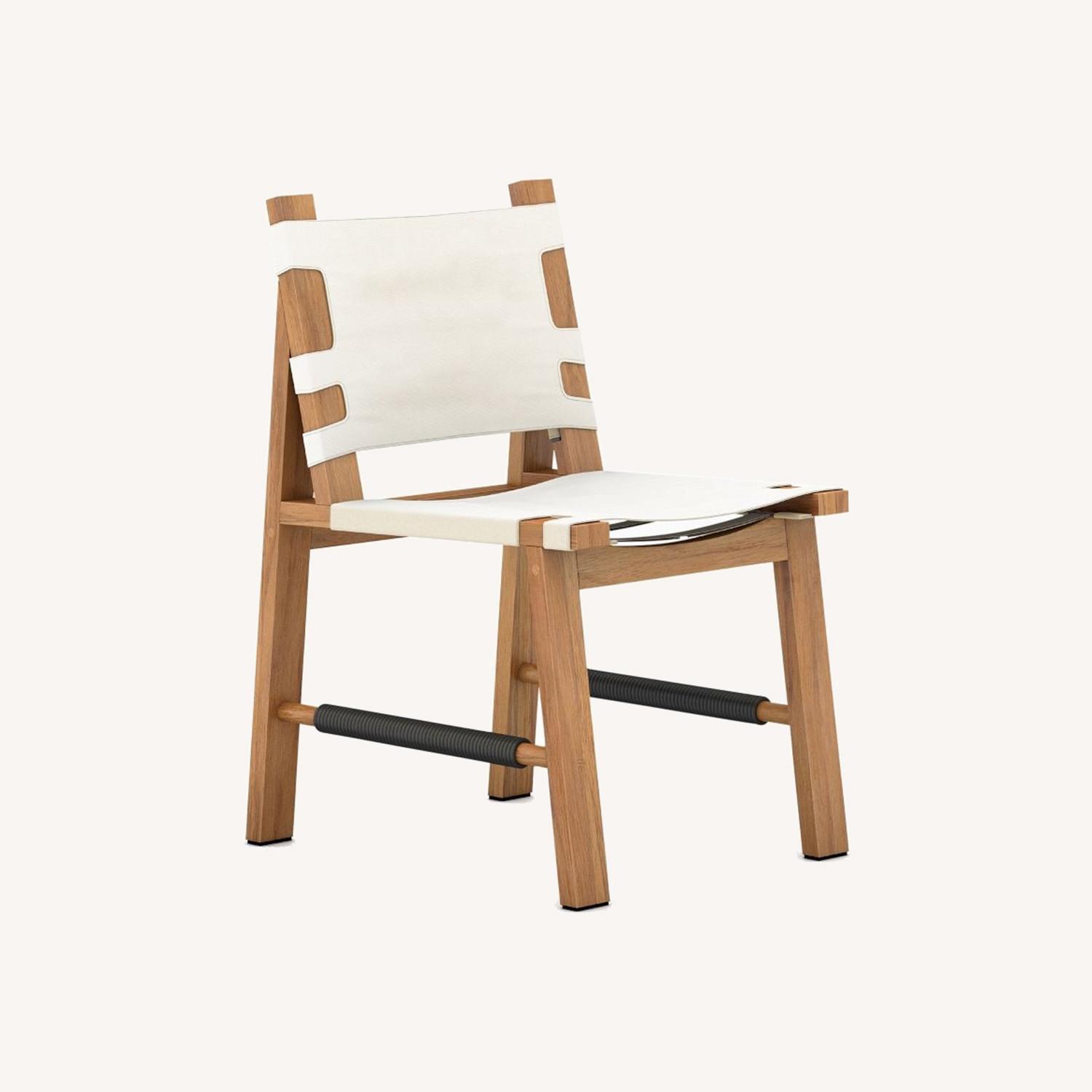 West Elm Teak/Canvas Outdoor/Indoor Chairs AptDeco