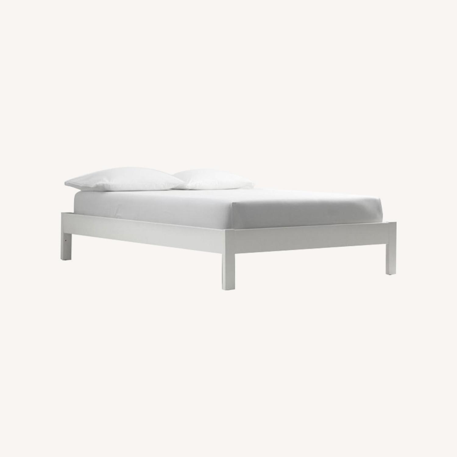 West Elm Simple Bed Frame and Velvet Headboard - image-5