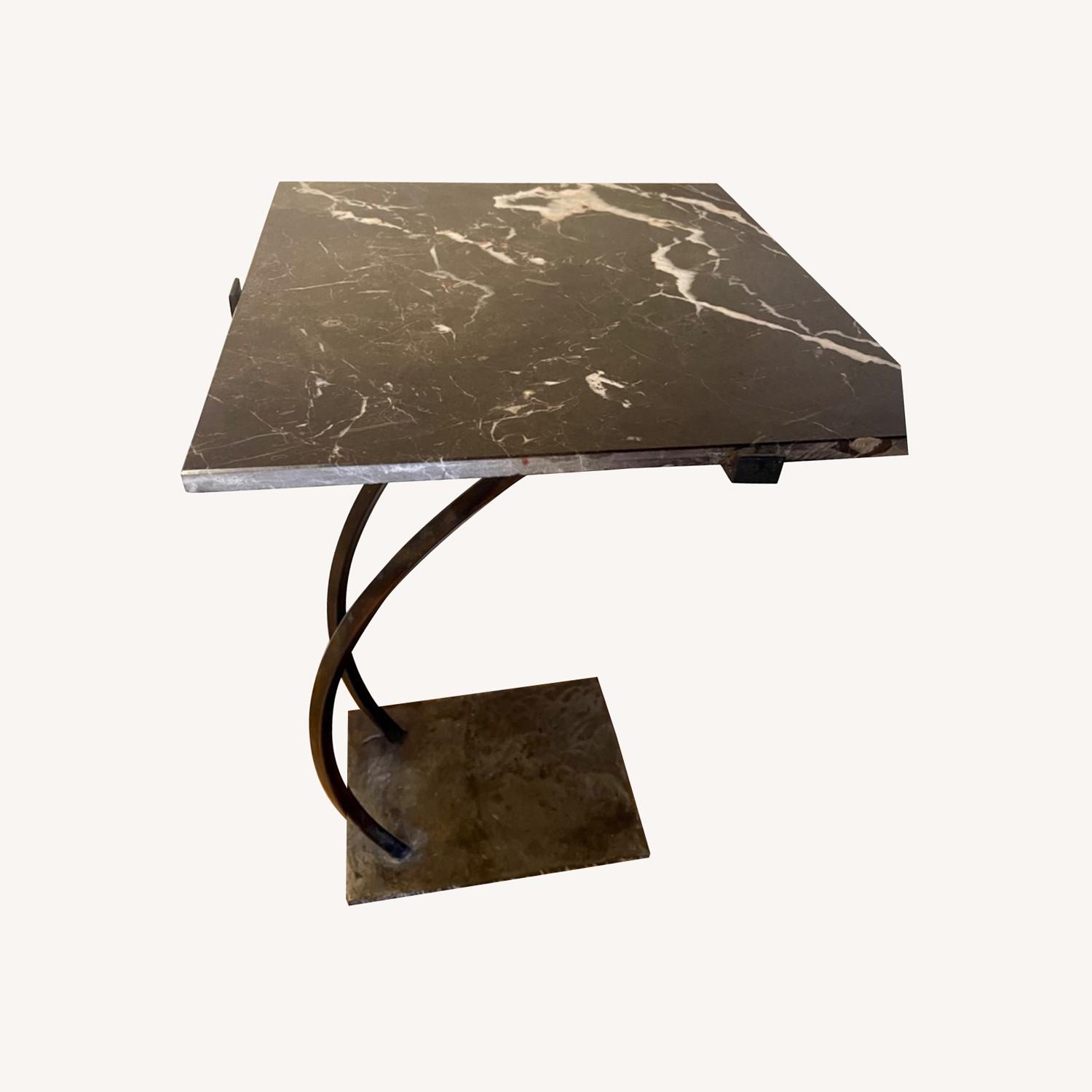 Marble and Wrought Iron Side Table - image-0