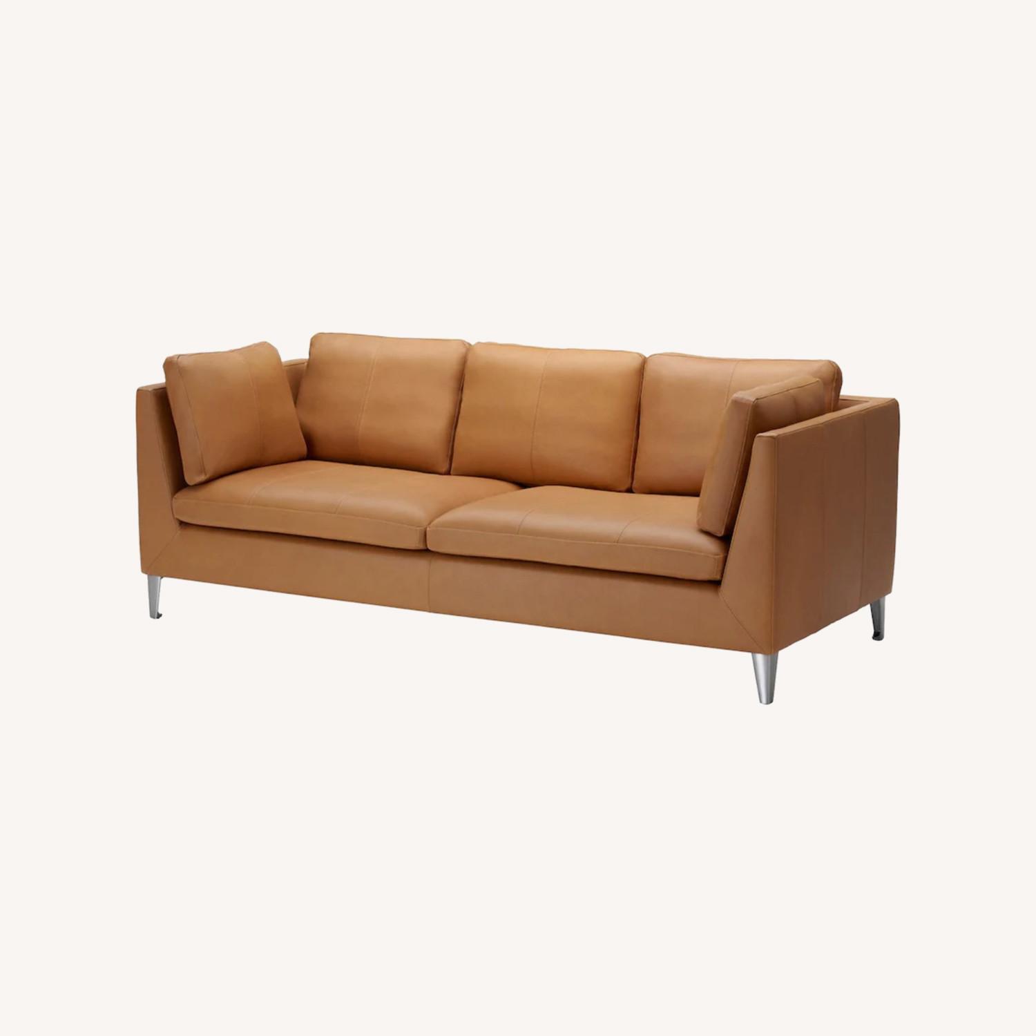 IKEA Orange Leather Sofa - image-0
