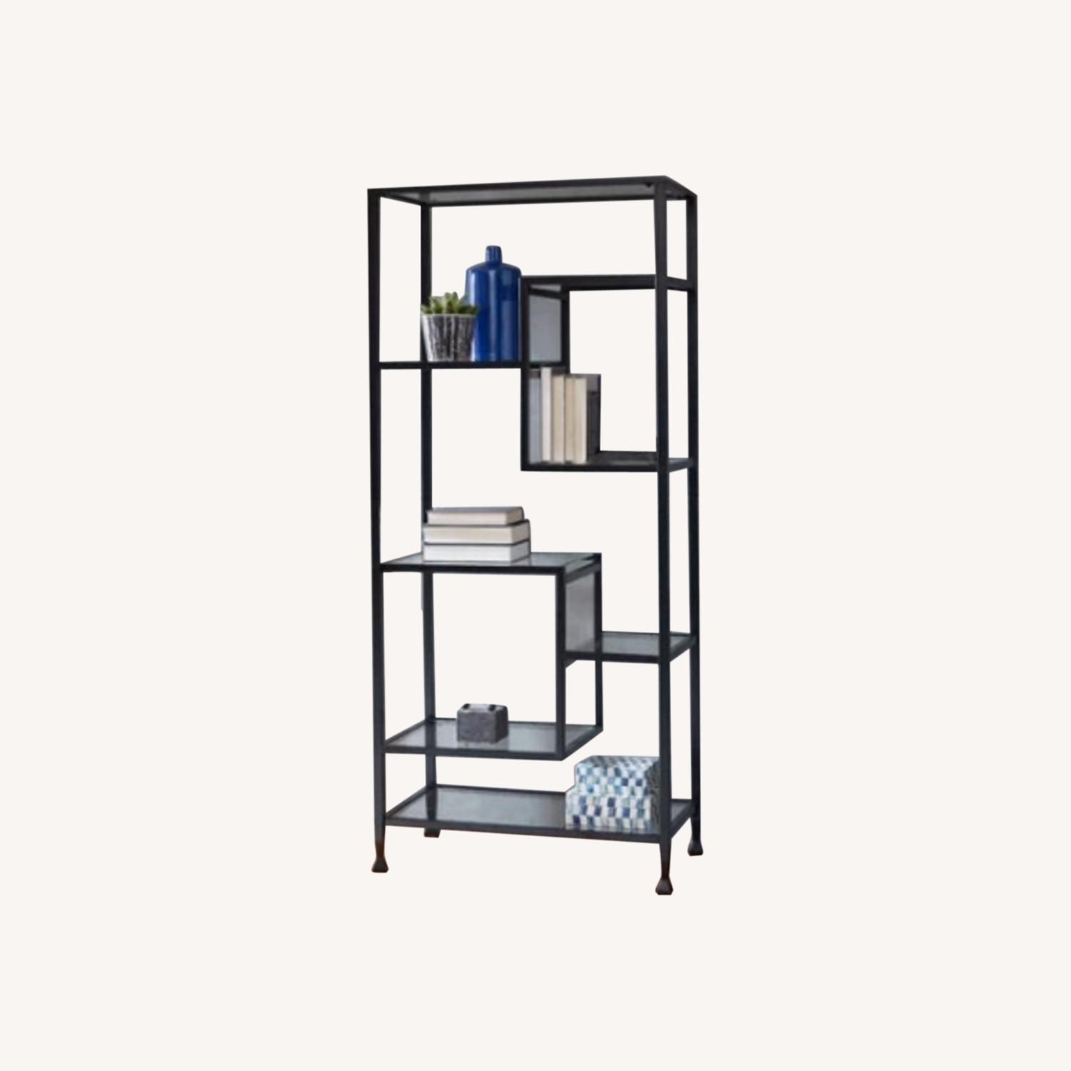 Bookcase/Etagere, Steel Black Matte and Glass AptDeco