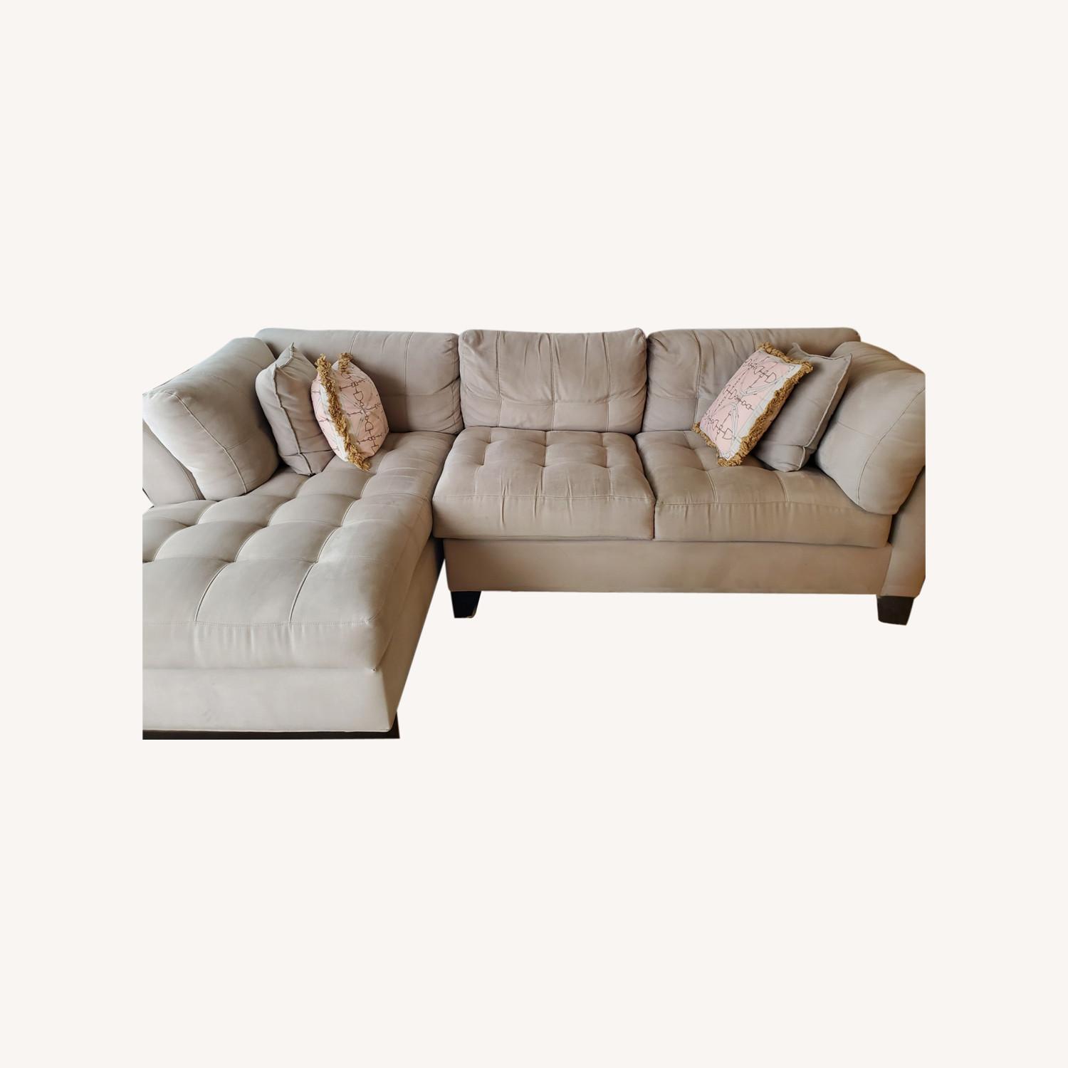 Sectional Sofa (Beige; 3-Person Seats; Microfiber) - image-0