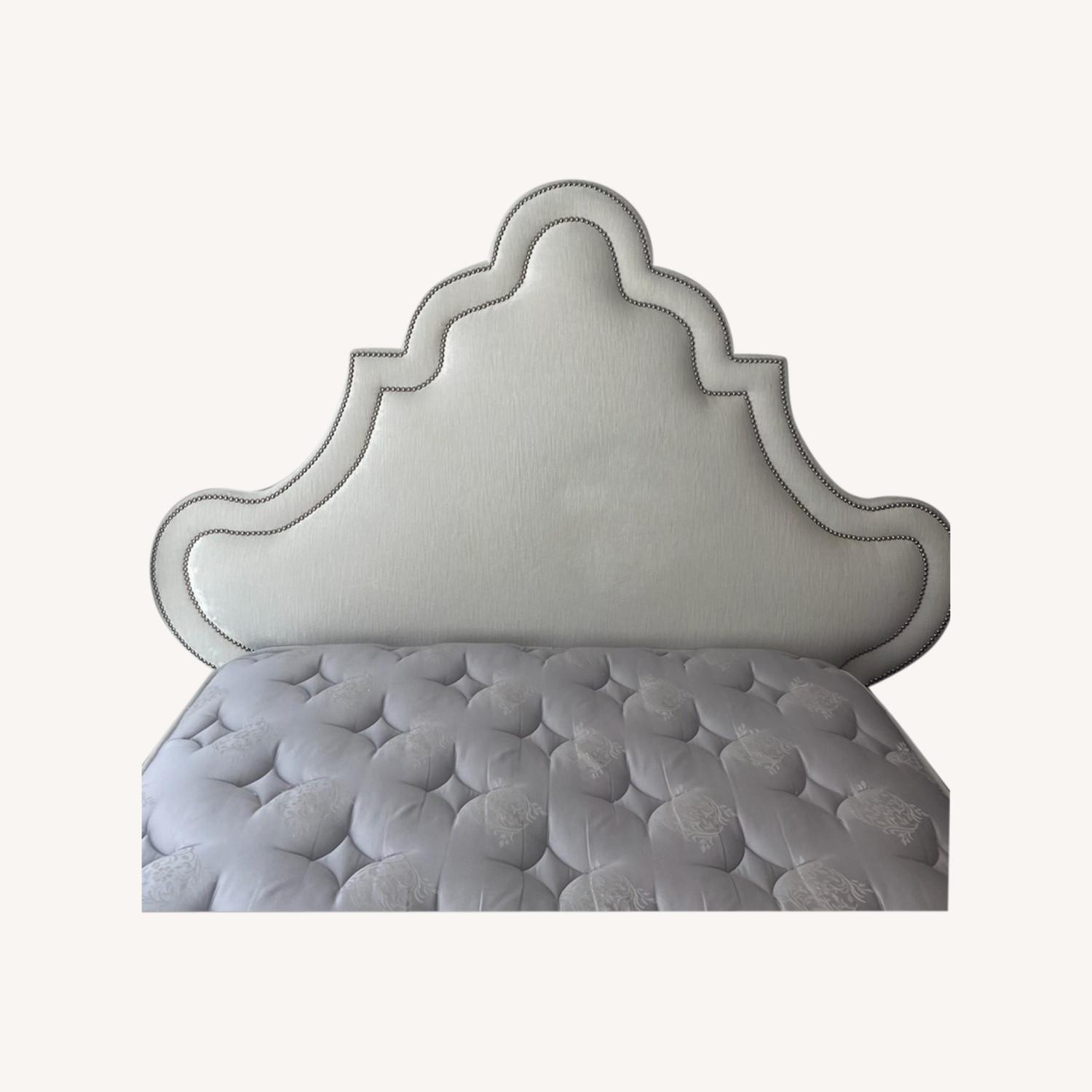 Velvet Upholstery Headboard and Movable Bed Frame AptDeco