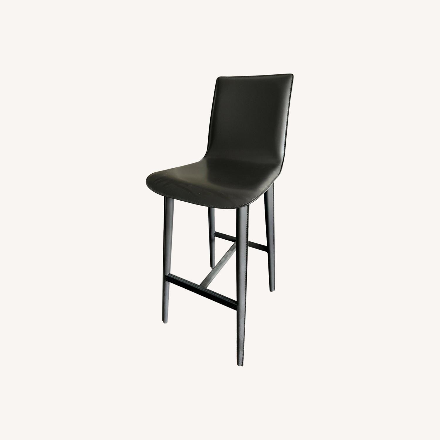 Room & Board Leather Bar Stool in Gray AptDeco