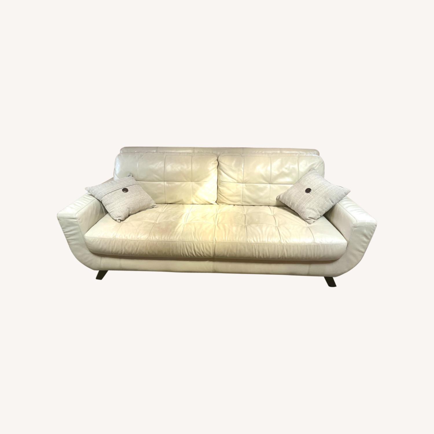 Chateau D'ax Off White Leather Couch - image-0