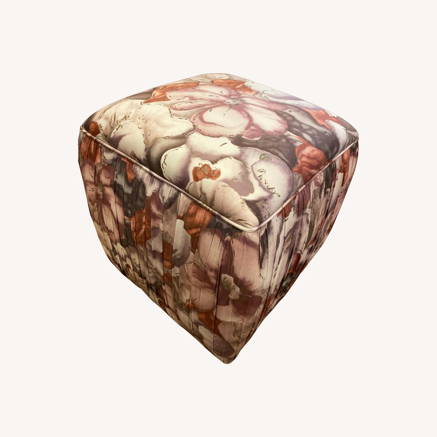 Custom Made Floral Fabric Ottoman AptDeco