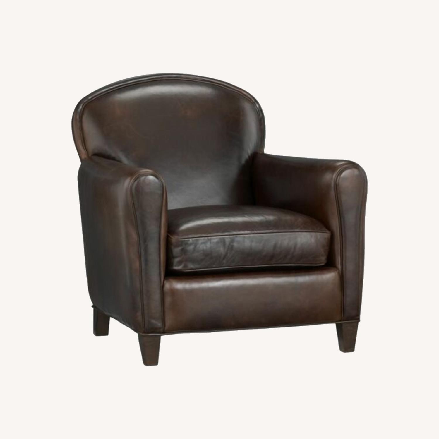 Crate & Barrel Dark Brown Leather Chair - image-0