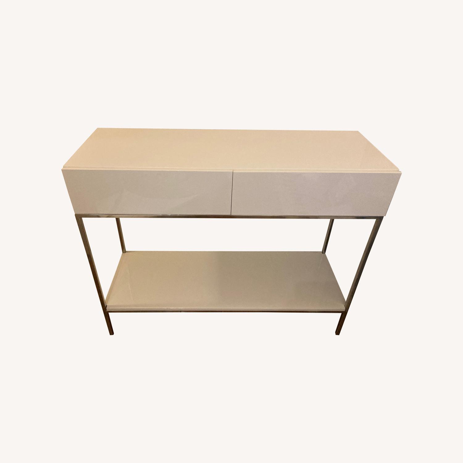 West Elm White Lacquer Storage Console AptDeco
