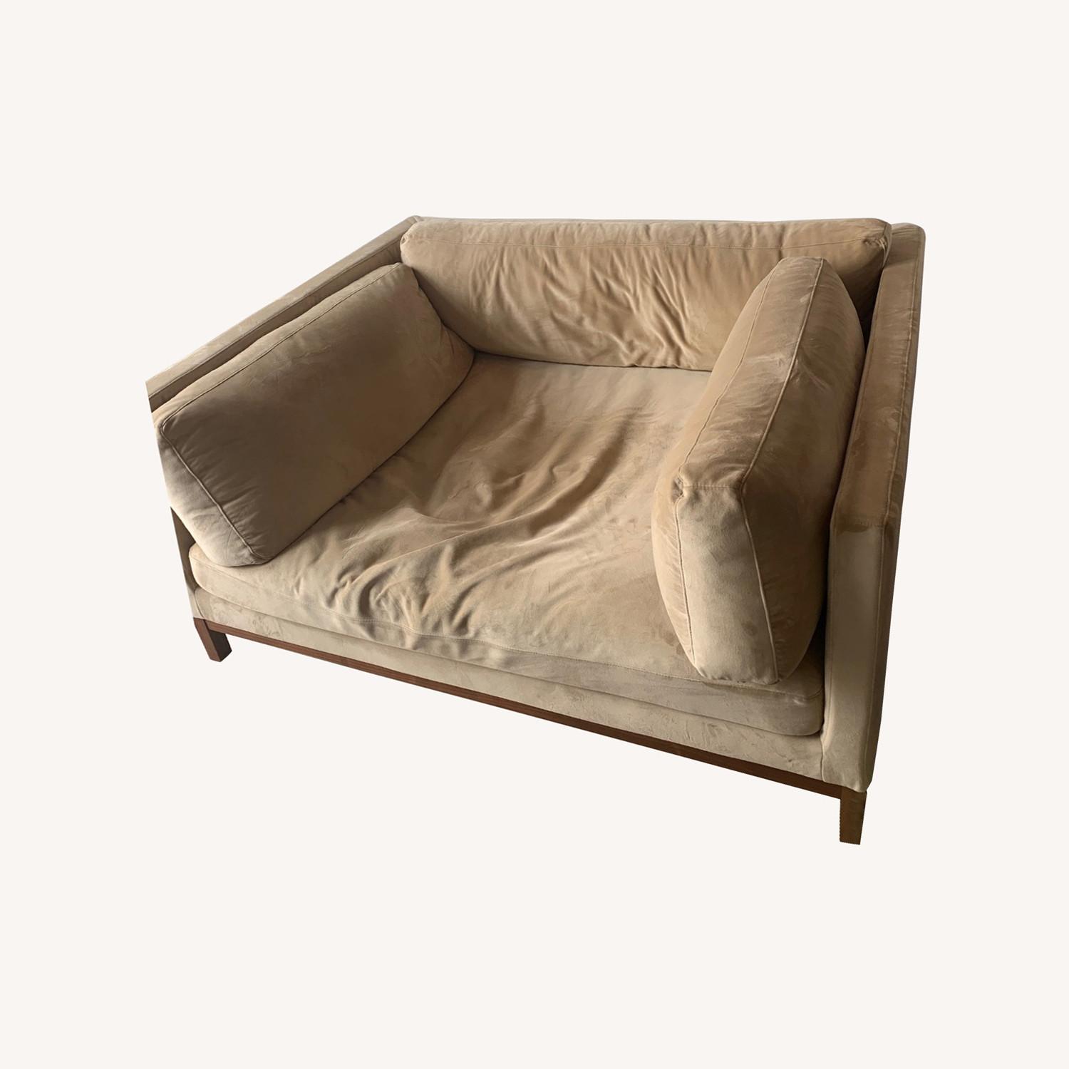 Interior Define Beige Velvet Extra Deep Sofa AptDeco