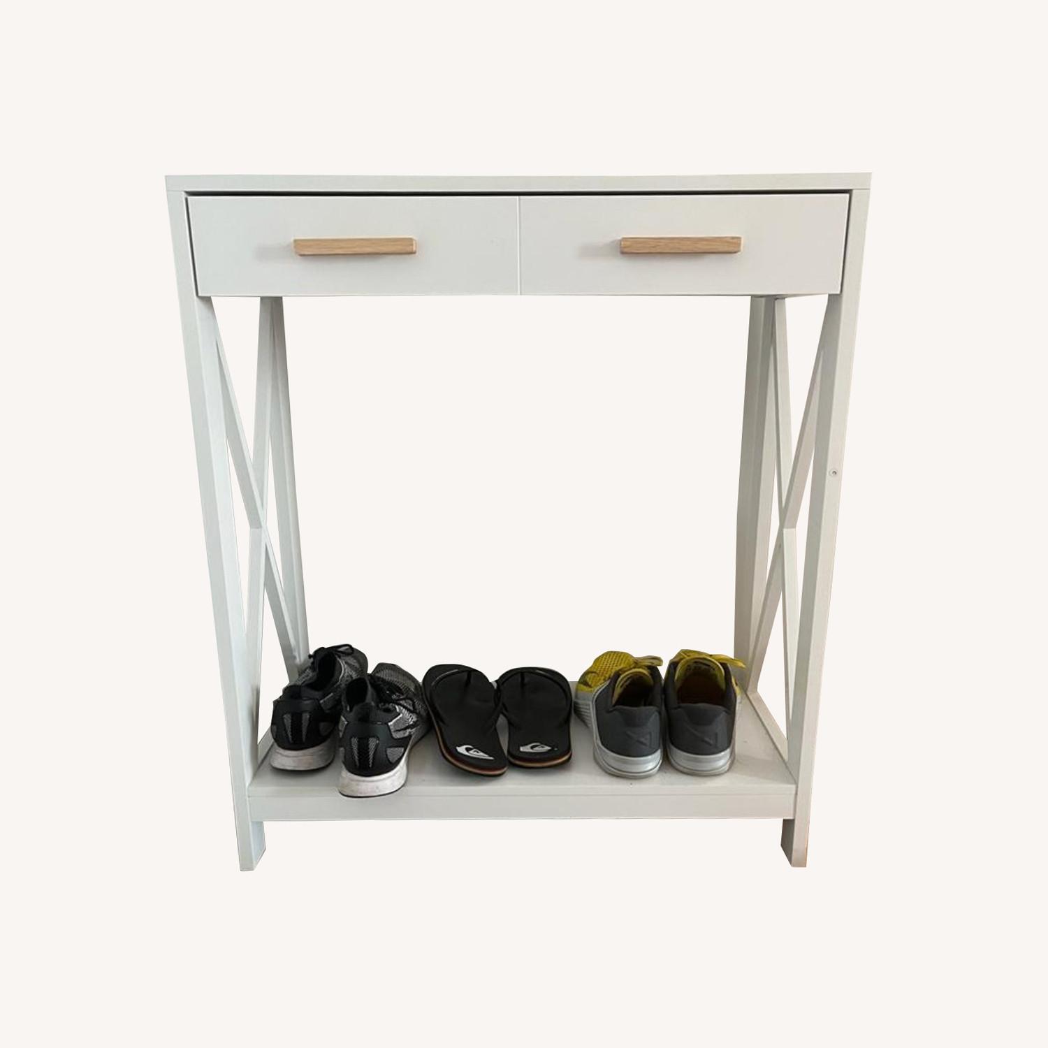 White 2-Tier Console Table, Elegant Entryway - image-0