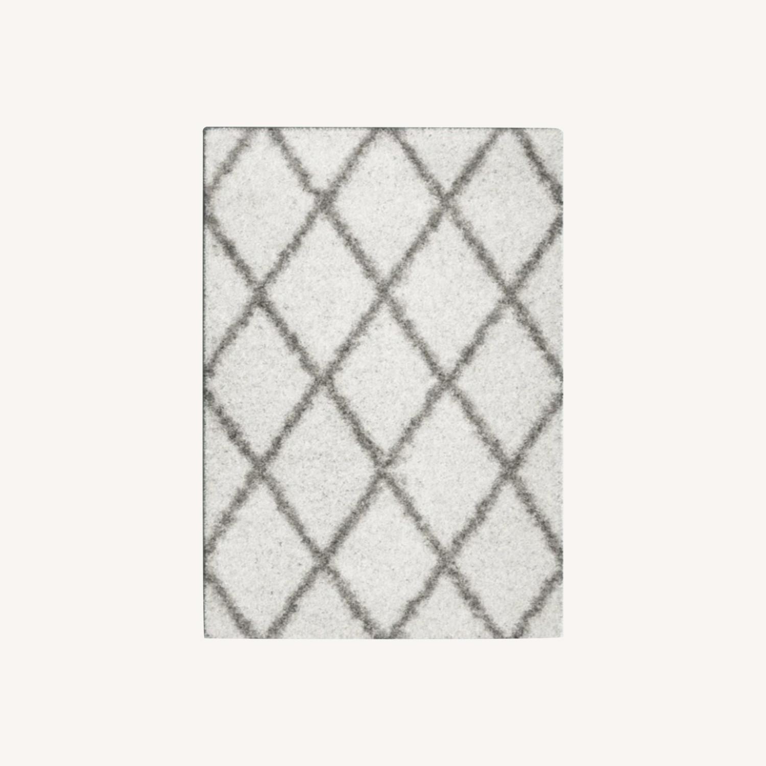 Wayfair 6'7" x 9' White and Grey Area Rug - image-0