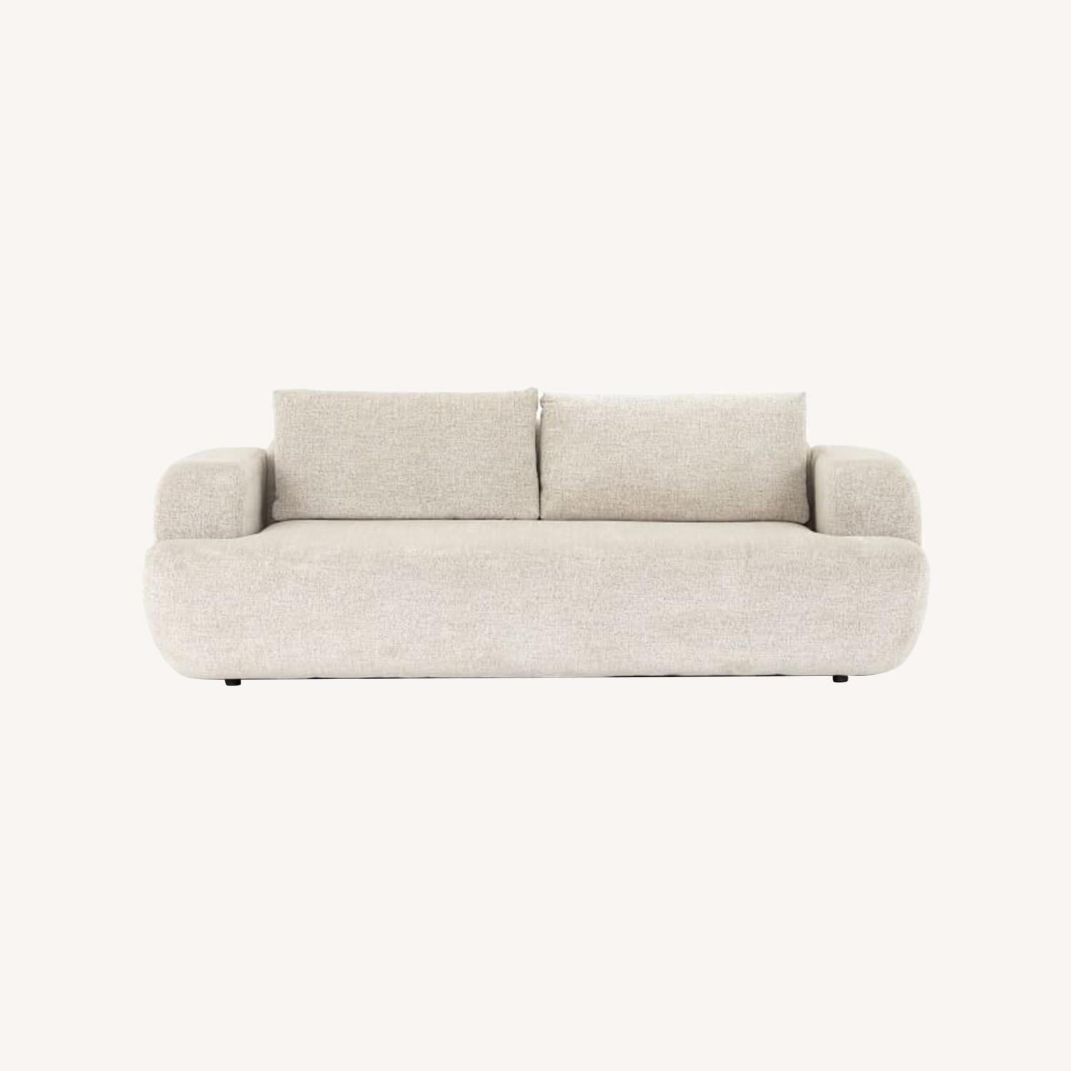 West Elm Curved 90" Sofa, Plushtone Linen - image-0