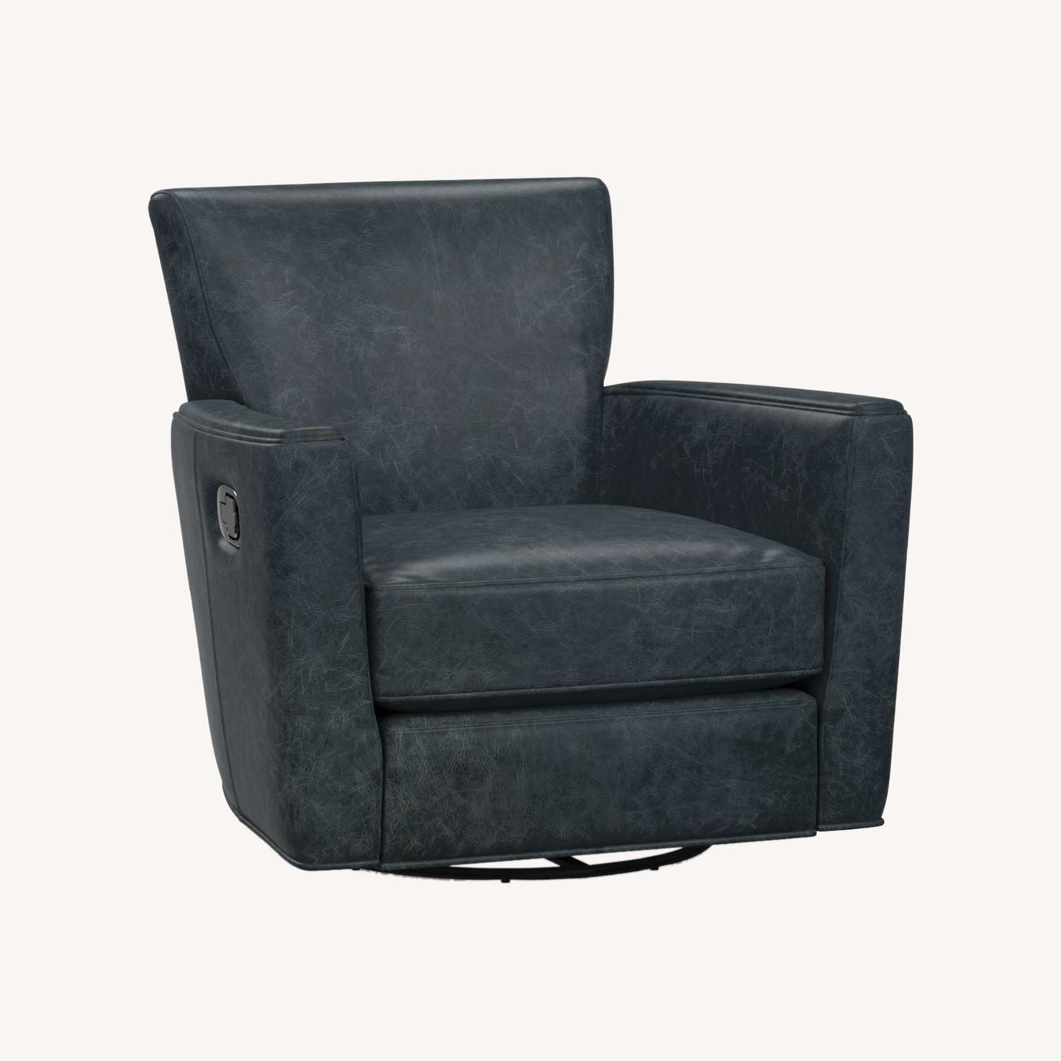 Pottery Barn Irving SquareArm Leather Swivel Recliner AptDeco
