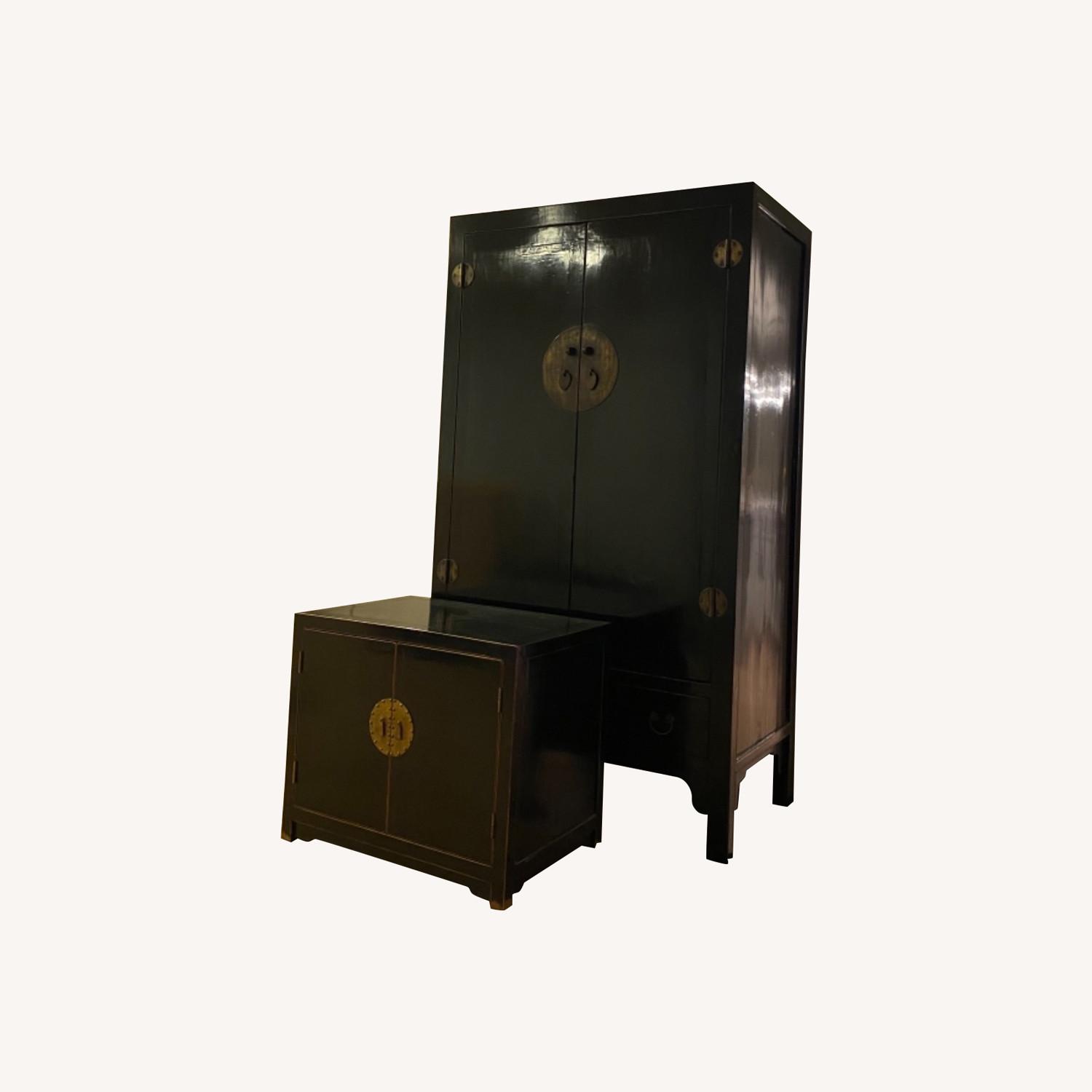 Black and Brass Armoire Set - AptDeco