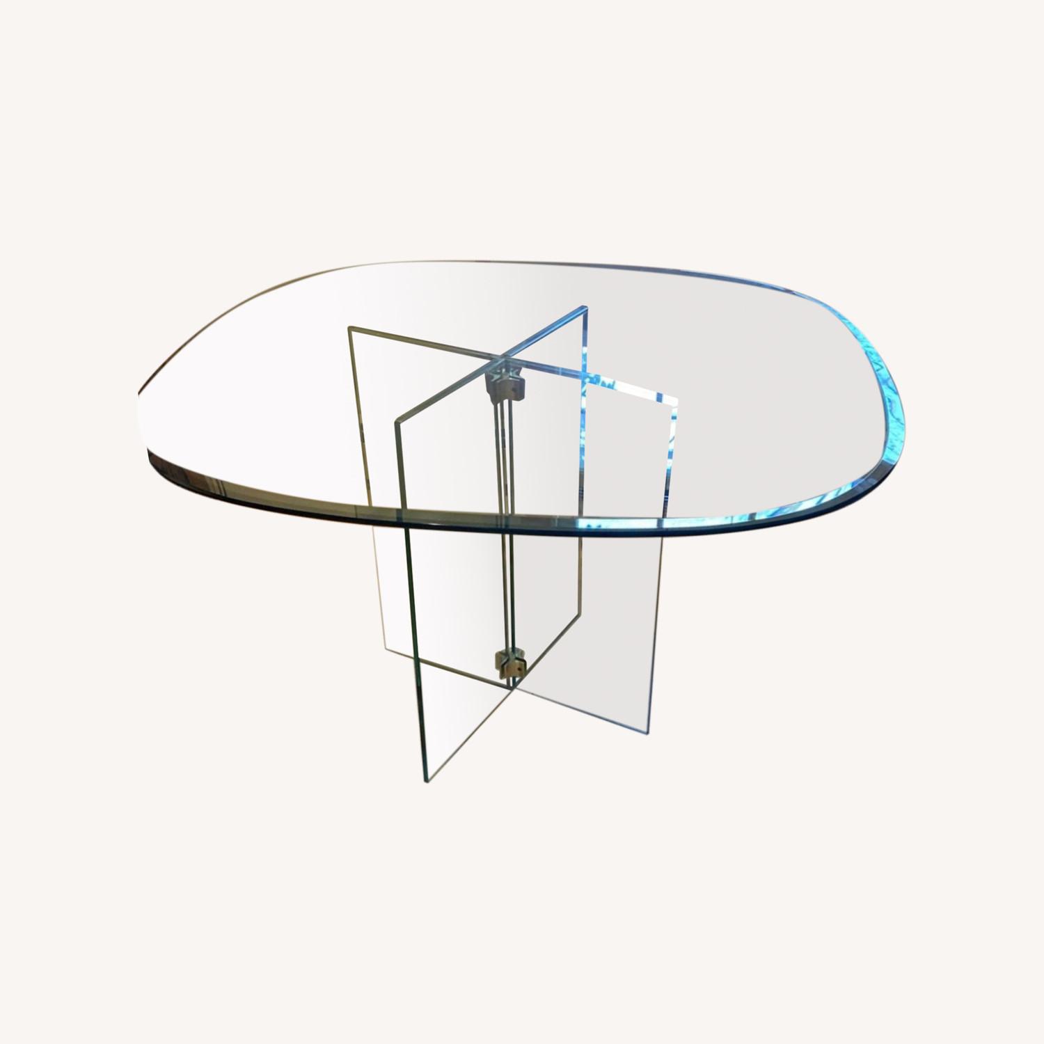 Vintage all Glass Dining Table - image-0