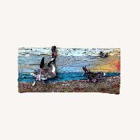 Vintage Folk Art Mixed Media Painting / Sculpture