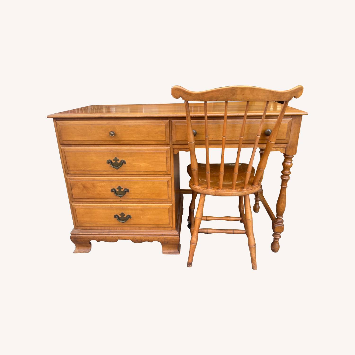 Mid Century 1960s Solid Maple Desk & Chair - image-0
