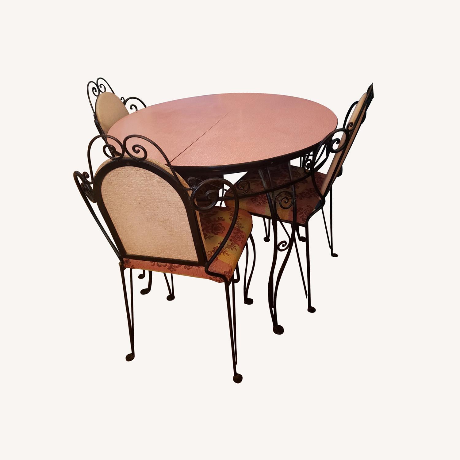 Vintage Wrought Iron table and Chair Set AptDeco