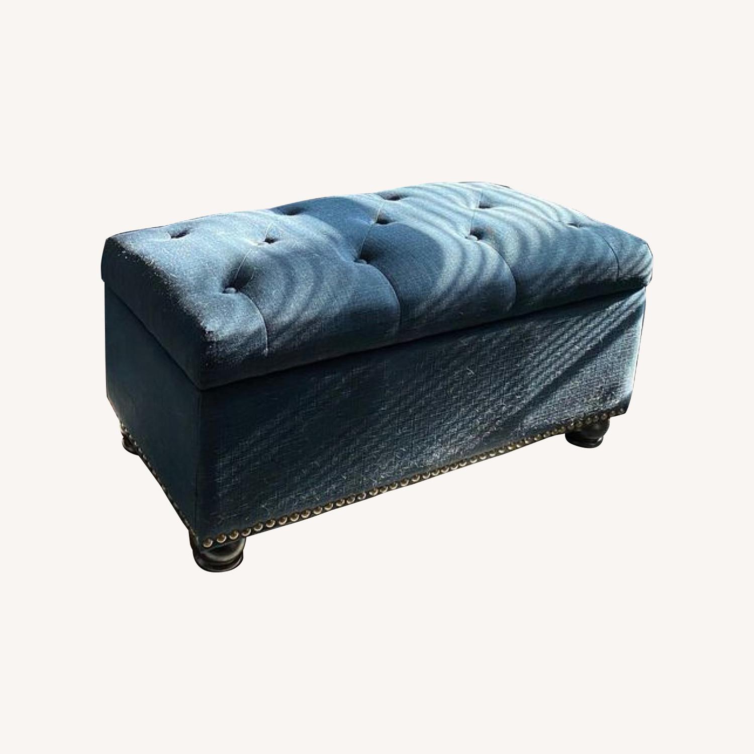 Wide Tufted Rectangle Storage Ottoman - image-0