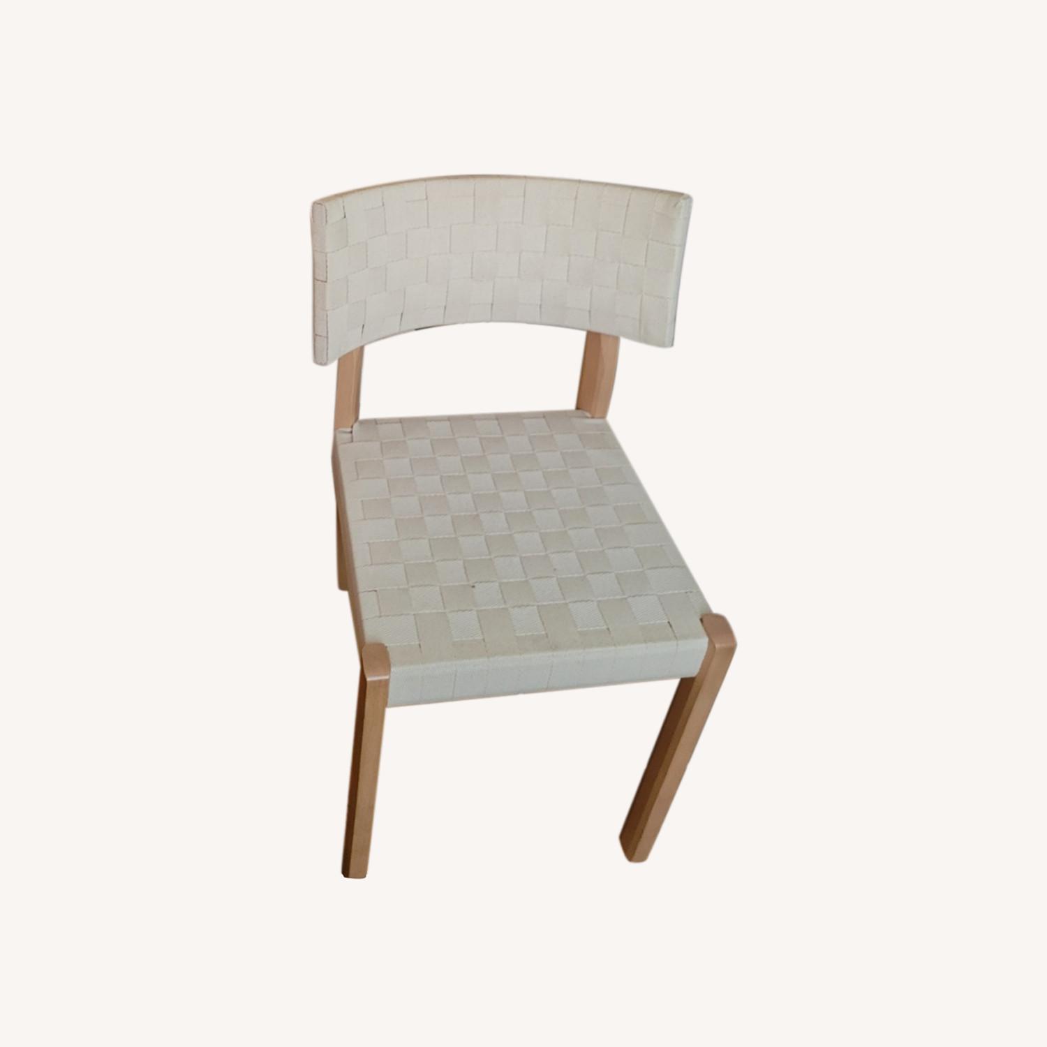 IKEA Natural Wood and Woven Dining Chairs AptDeco
