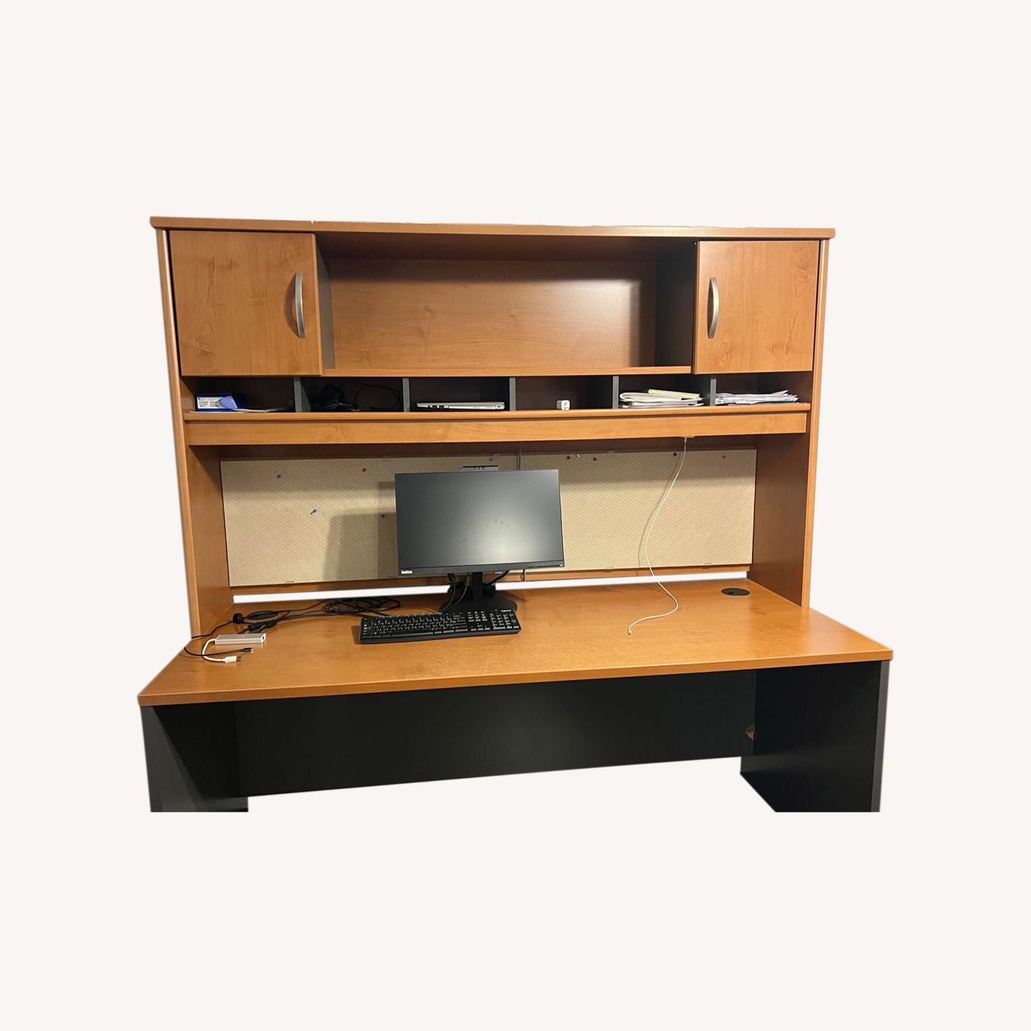 Desk with Hutch and File Cabinet - image-0