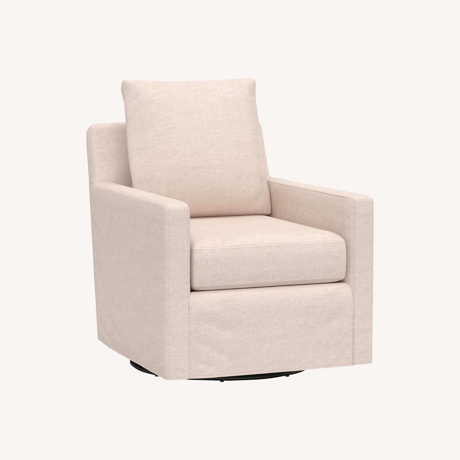 Pottery Barn Ayden Slipcovered Swivel Glider AptDeco