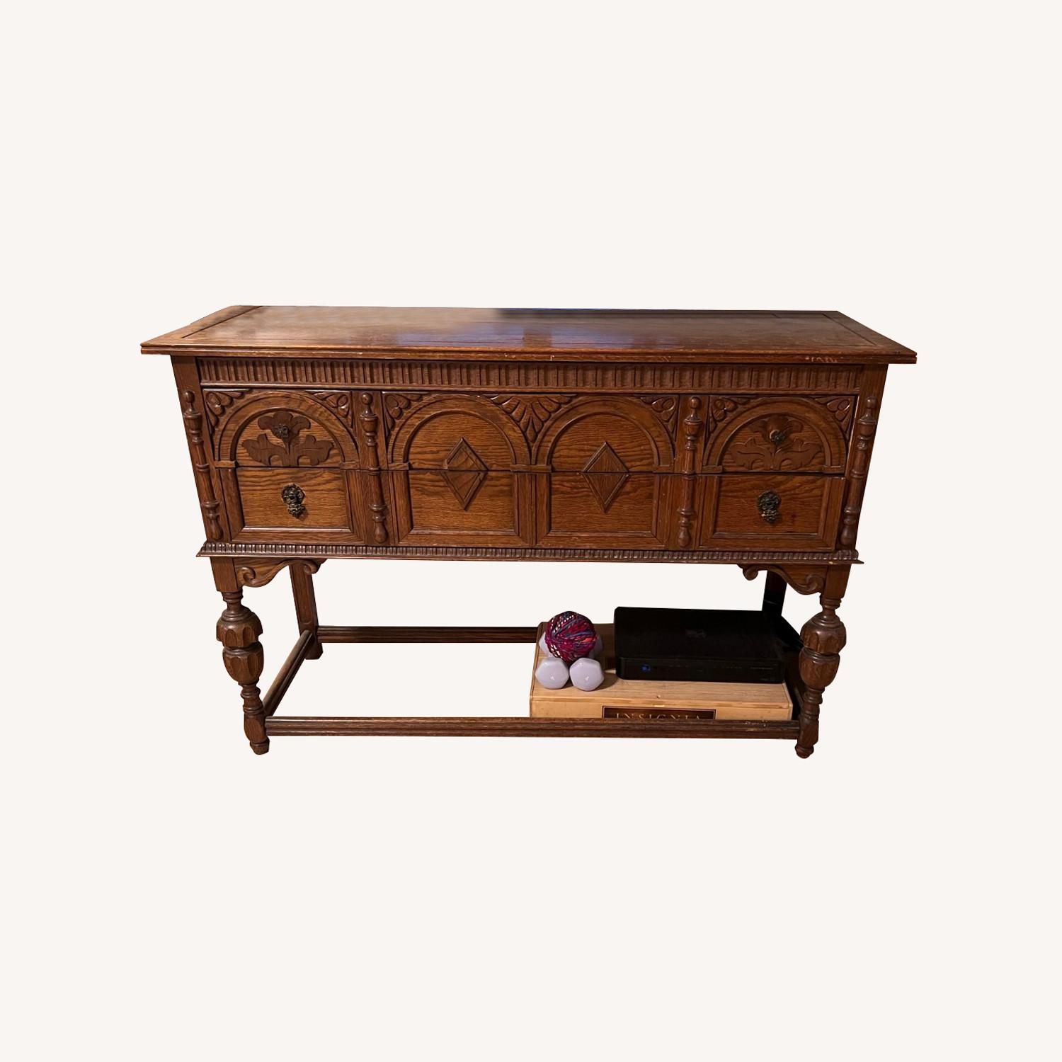 Ornate Wood Rustic Antique Console Table - image-0