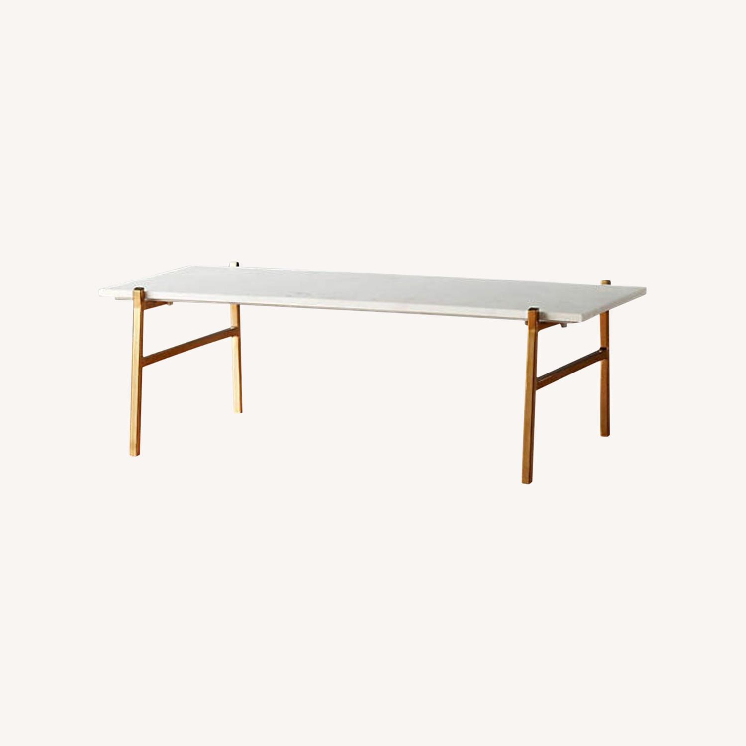 Cb2 Slab Small Marble Coffee Table With Brass Base Aptdeco