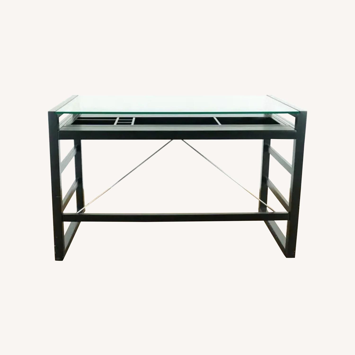 Crate & Barrel Contemporary Wood/ Glass Top Desk - image-0