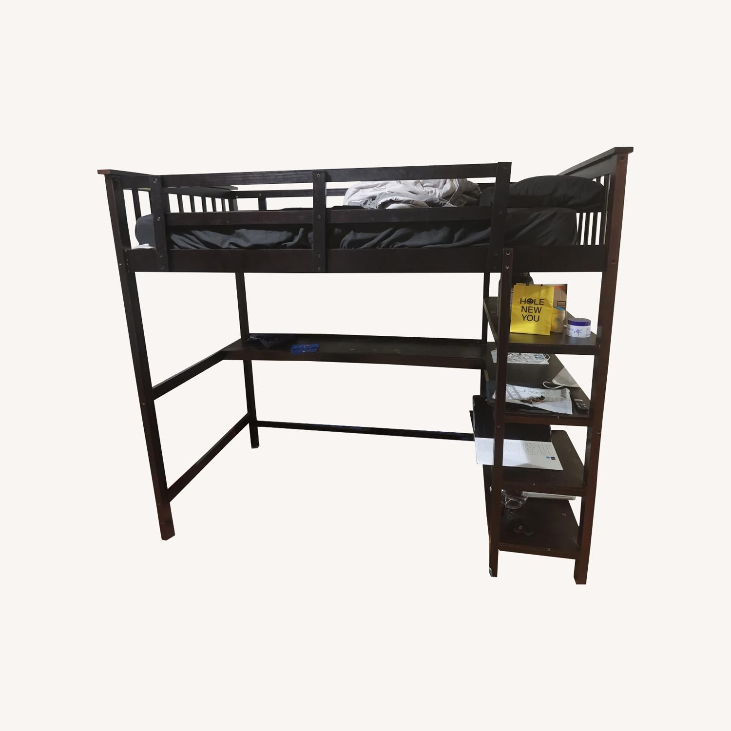 Loft Twin Bed with Desk and Storage Shelves - image-0