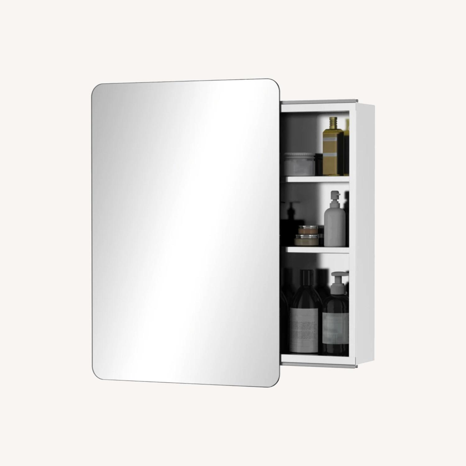 Buy white 12 x 16 single door bathroom cabinet with mirror online in clearance