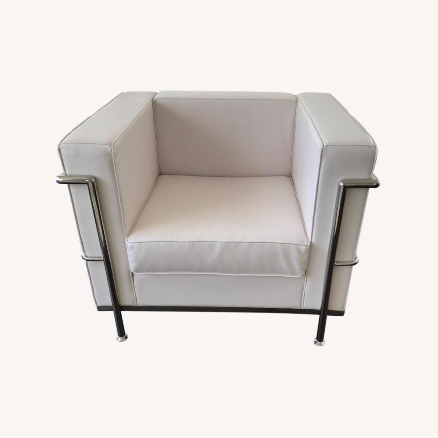 White Leather Sofa Chair AptDeco