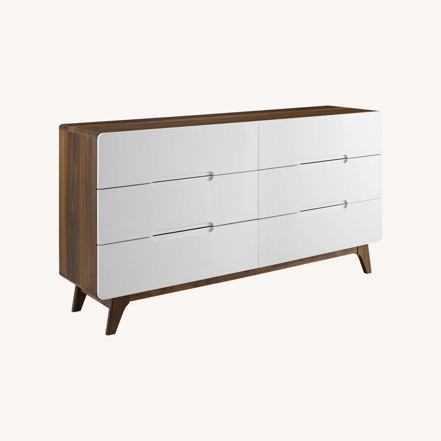 Modway Modern 6-Drawer Dresser In Walnut & White - image-8