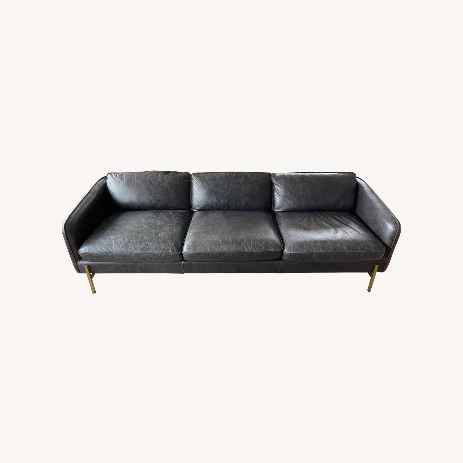 CB2 Hoxton Black Leather Sofa - image-0
