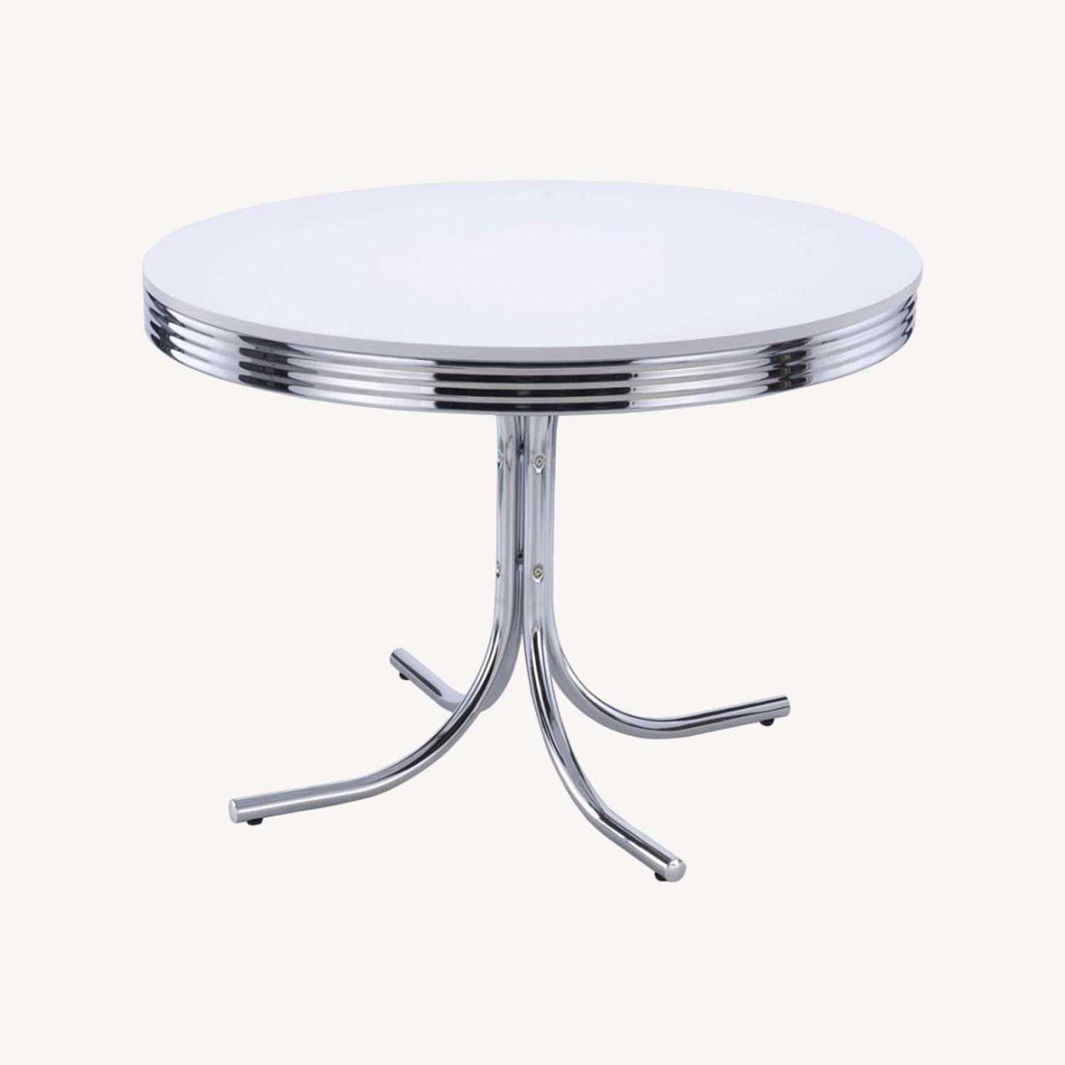 Coaster Round Dining Table In Glossy White Top - image-5