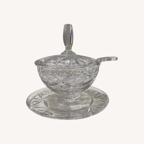 Used Cut-Glass Sauce Dish With Lid and Ladle for sale on AptDeco
