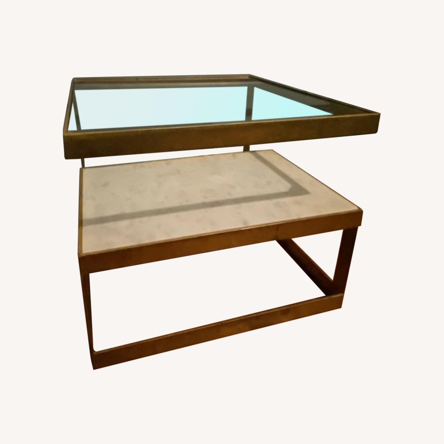 Gold Metal and Marble Coffee Table AptDeco