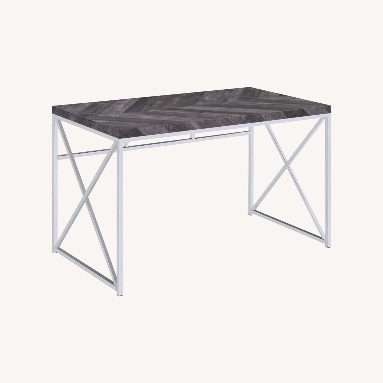 Coaster Writing Desk In Rustic Grey Herringbone - image-8