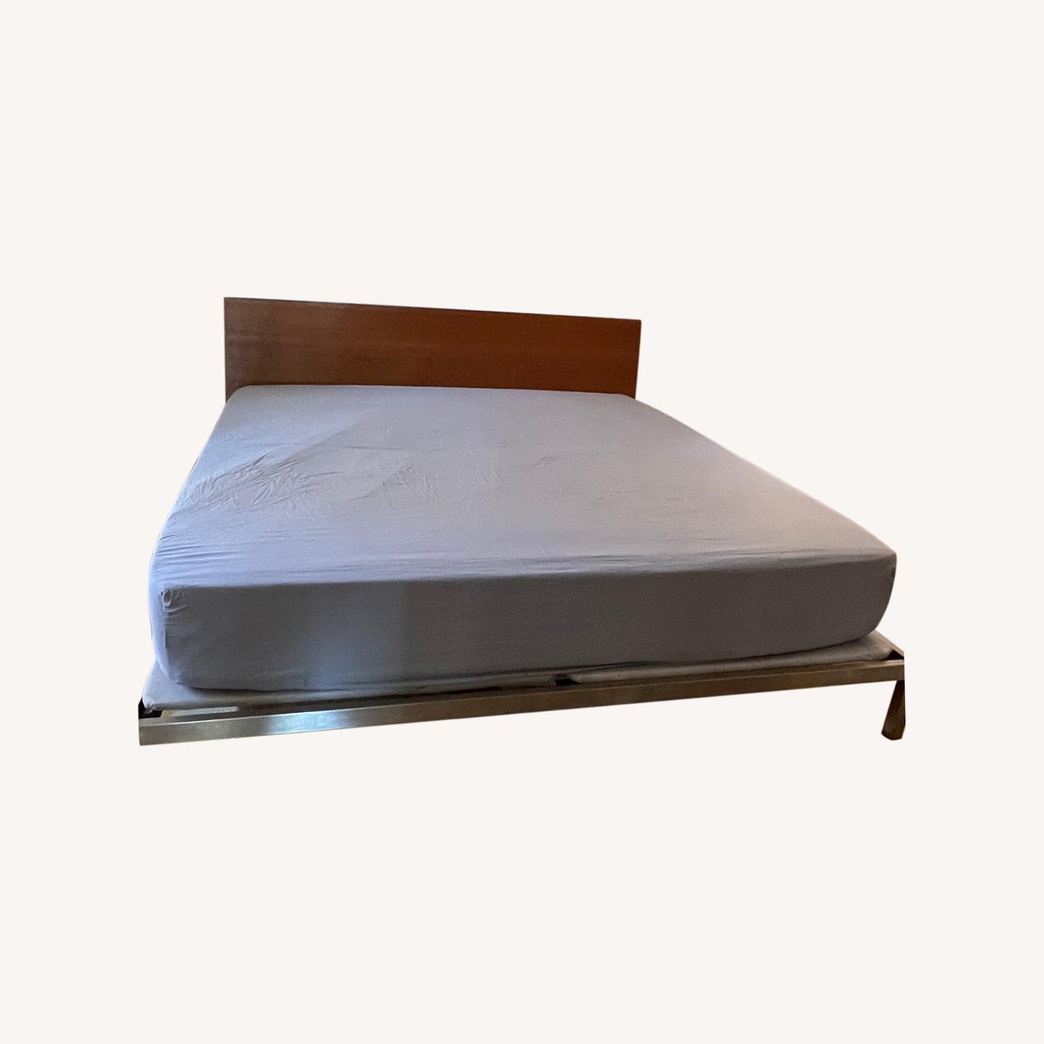 King Side Bed Frame Wood/Metal Warm Maple Color AptDeco