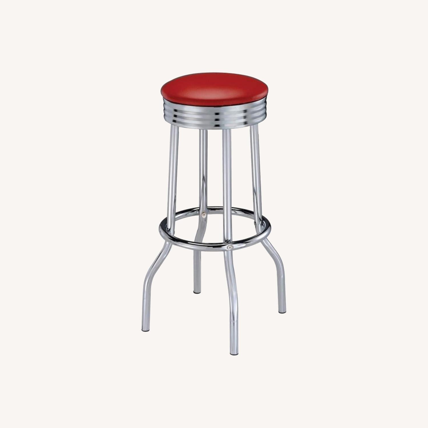 Coaster Bar Stool In Red Leatherette W/ Chrome Base - image-5
