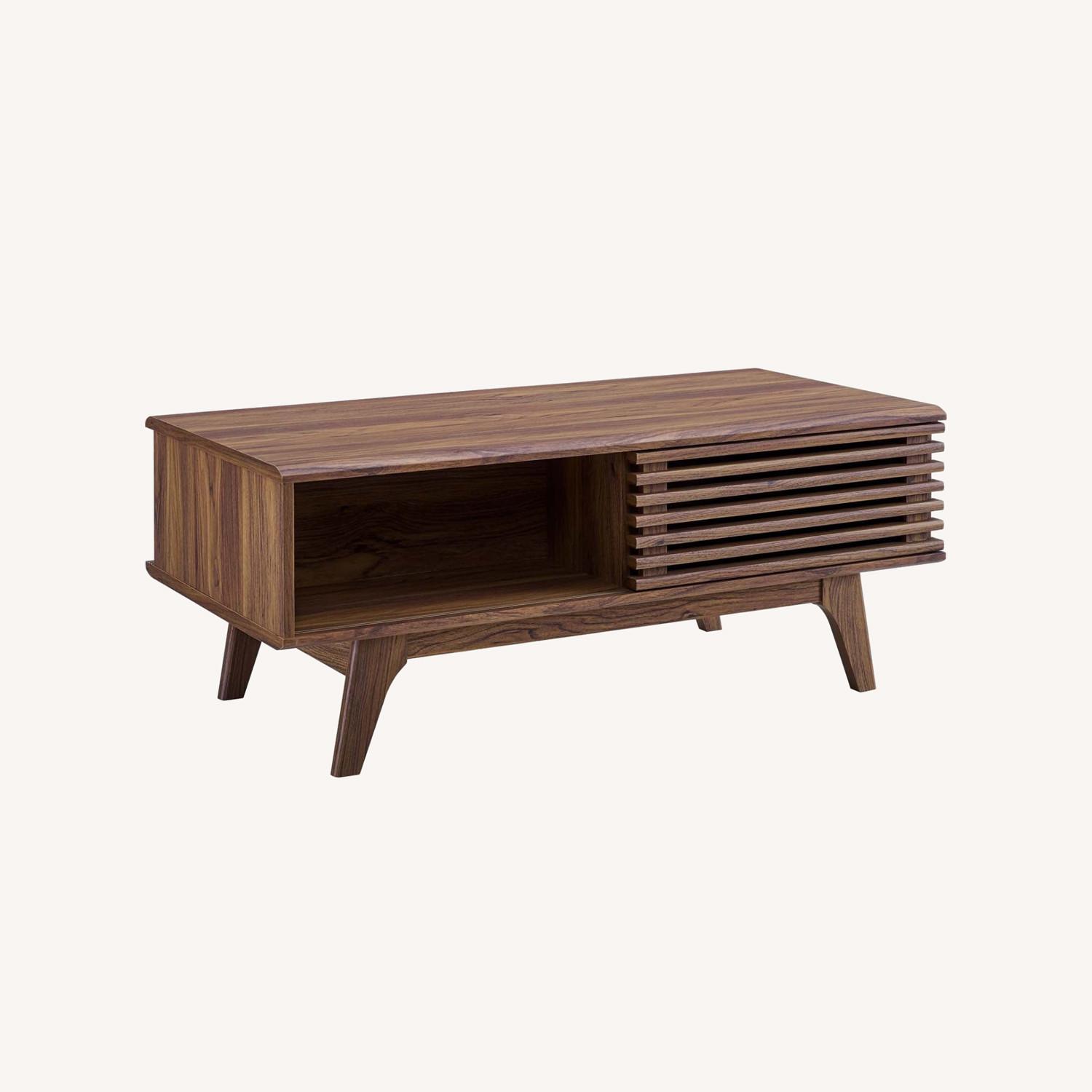 Modway Coffee Table W/ Slatted Door In Walnut - image-8