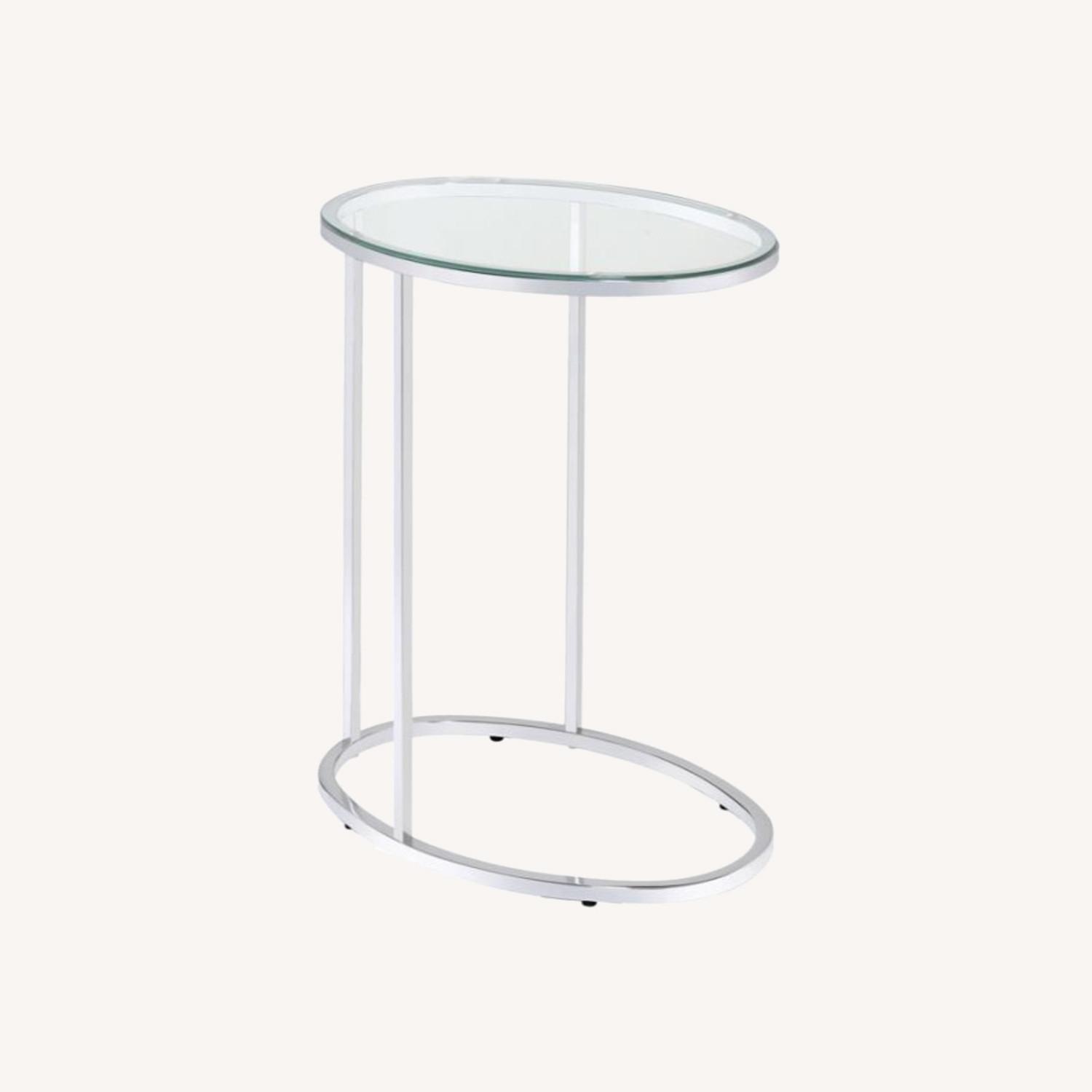 Coaster Oval-Shaped Snack Table In Chrome Metal - image-6