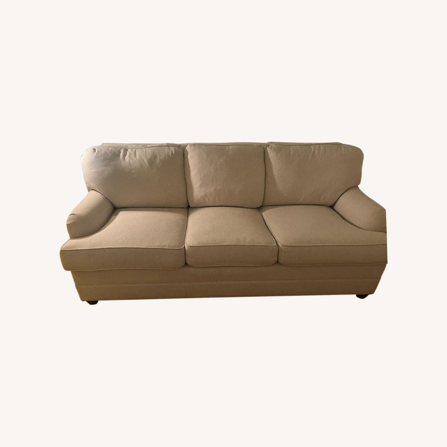 Vanguard Custom Cream Herringbone Sleeper Sofa - image-8
