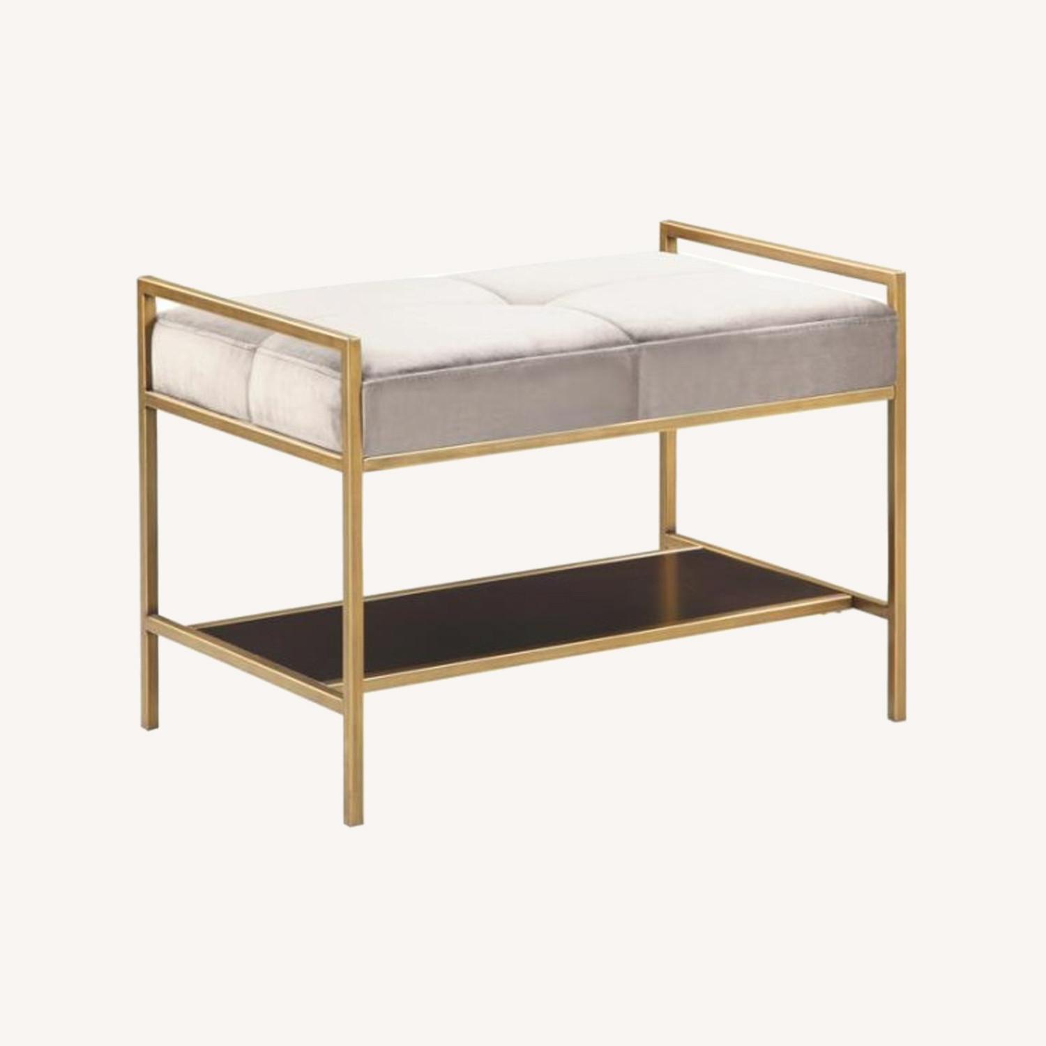 Coaster Bench In Light Grey Velvet Cushions Finish - image-8