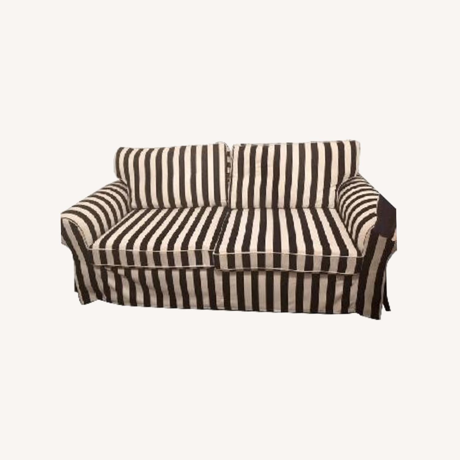 IKEA Ektorp Black & White Slipcovered Sleeper Sofa AptDeco