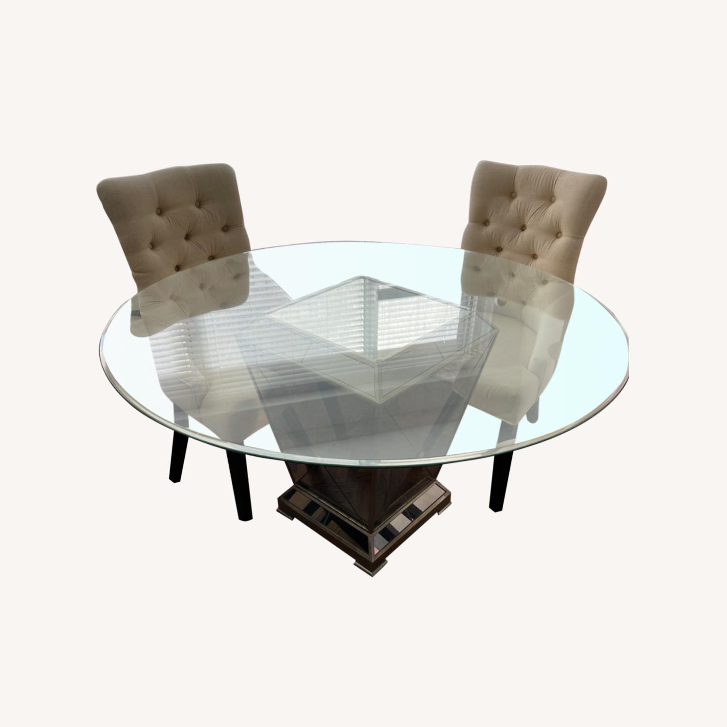 Round Glass and Mirrored Dining Table AptDeco