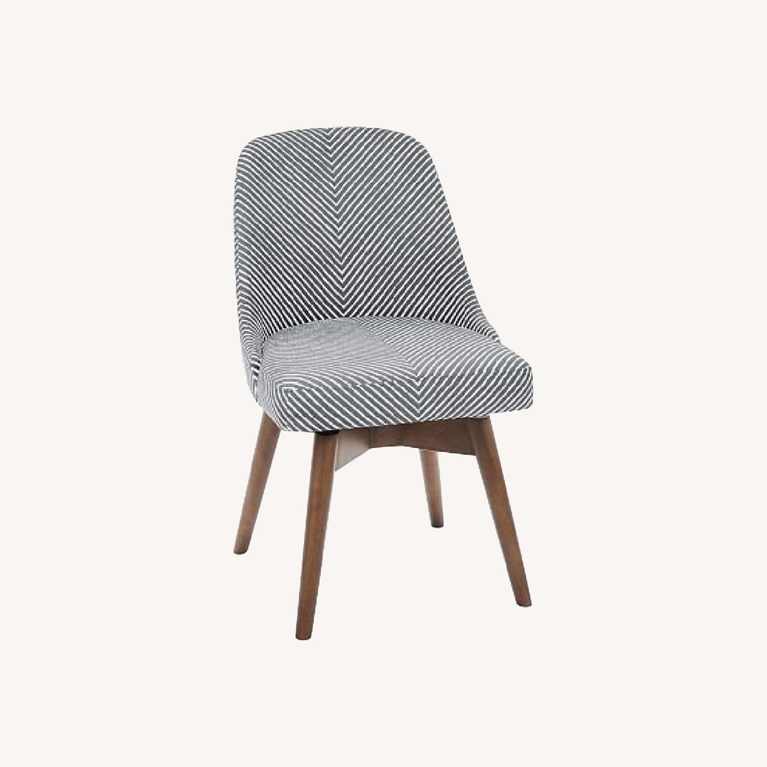 West Elm Saddle Office Chair in Gray/Ivory Stripe AptDeco