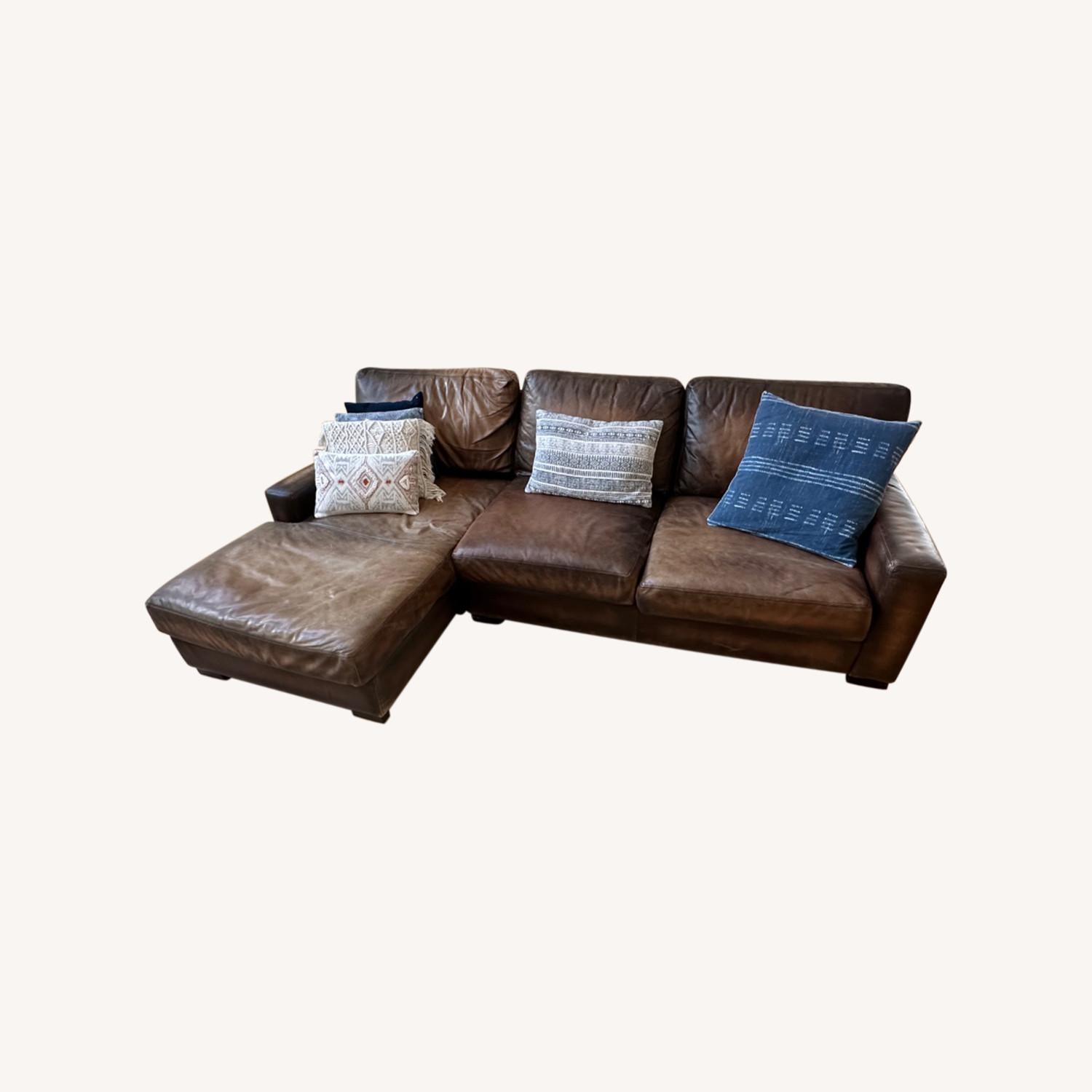 Pottery Barn Leather Sectional Couch AptDeco