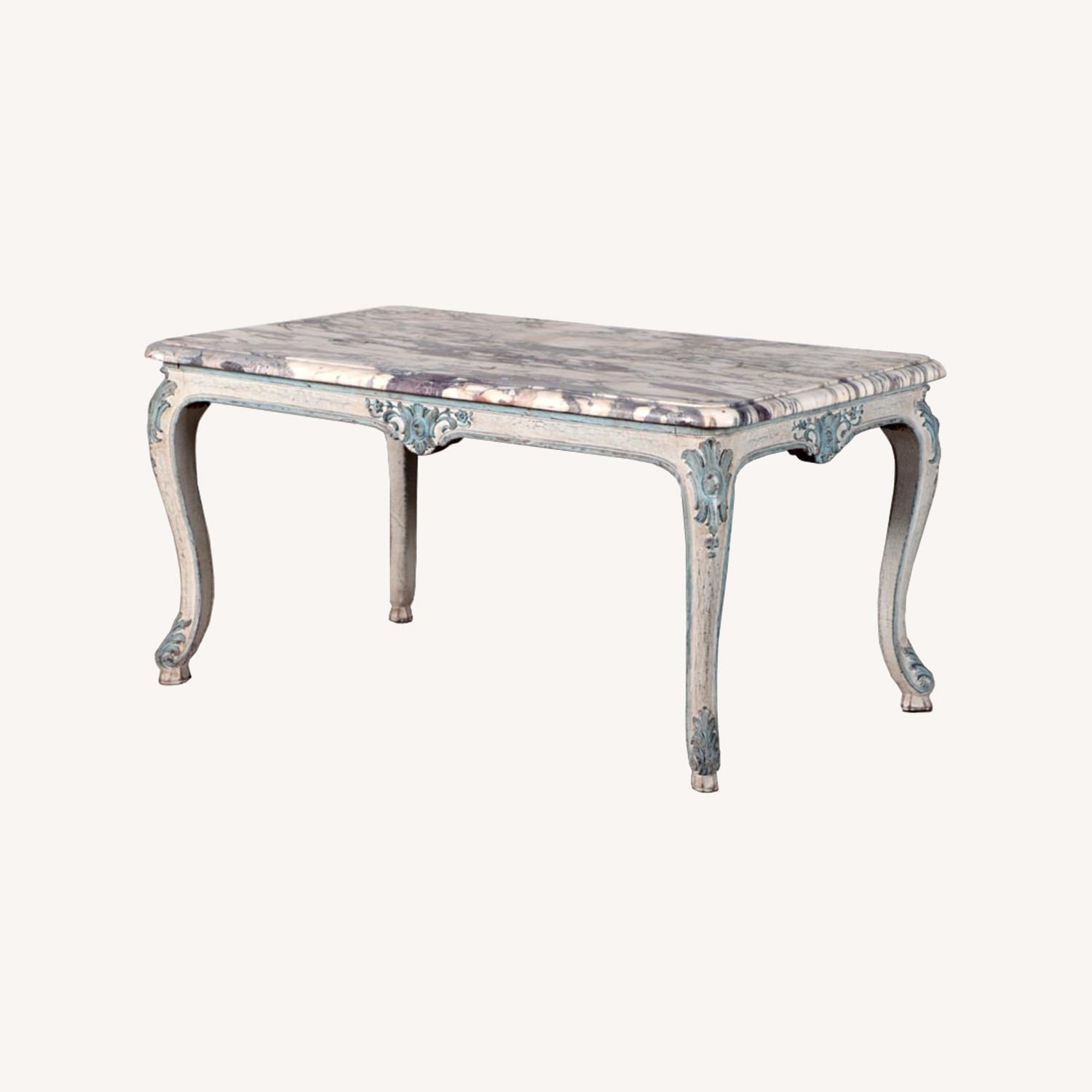1930s French Painted Coffee Table With Marble Top - image-0